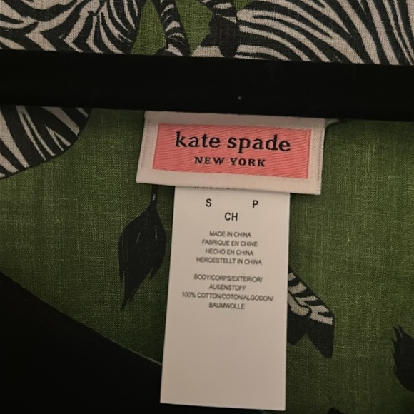 NWT Kate Spade Women’s Tunic Cover Up Zebra Green Black Tie Front Sz Small Chic - Picture 7 of 12